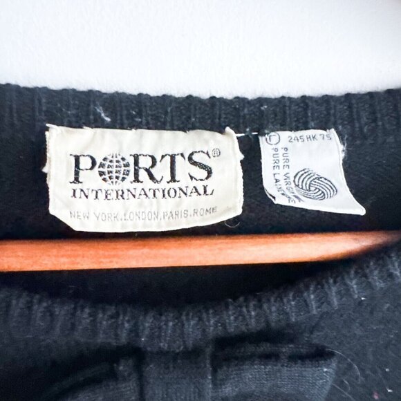 Vintage PORTS International Black Bow Detail Wool Sweater M - Picture 4 of 7